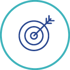 A graphic icon of an arrow hitting a bullseye on a target